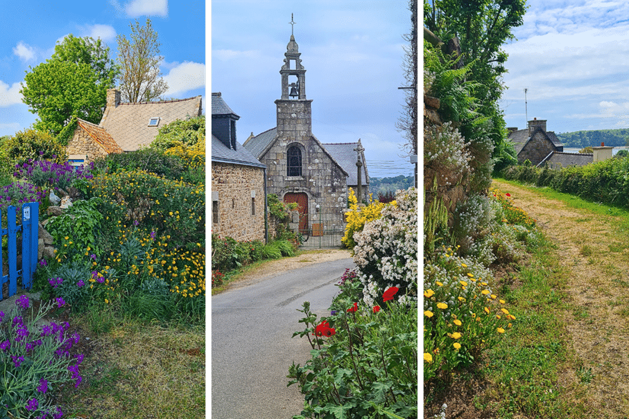 jardins fleuris et chapelle de Kermouster en Presqu'île de Lézardrieux