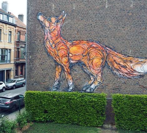renard peint par Dzia à Etterbeek